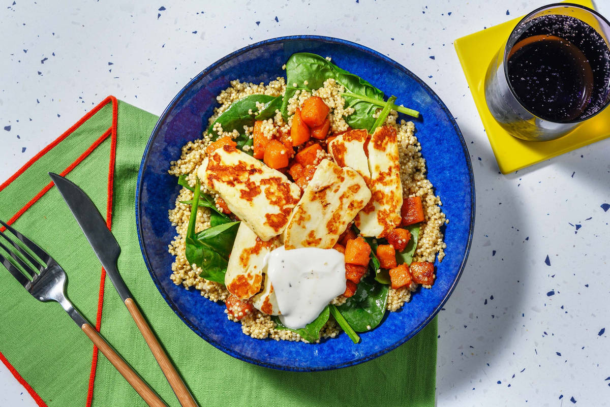 Quinoa, zucca e formaggio grigliato