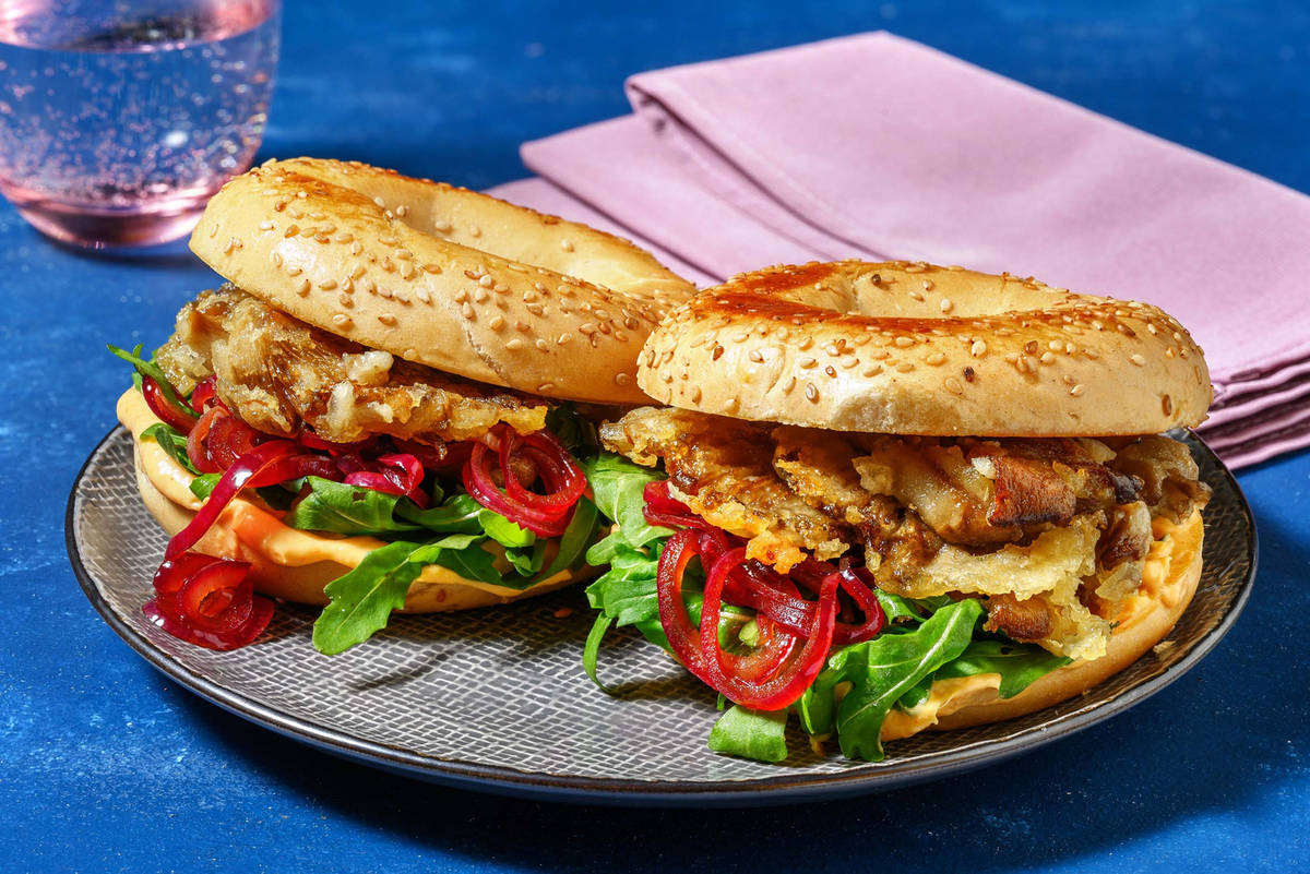 Bagel ai funghi Portobello impanati