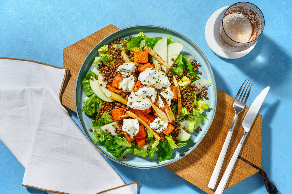Sweet Potato and Goat's Cheese Salad with Falafel