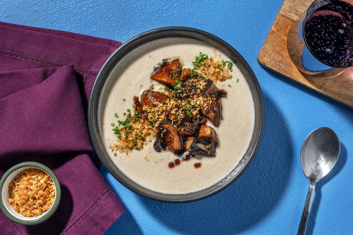 Crema casera de setas con leche de coco