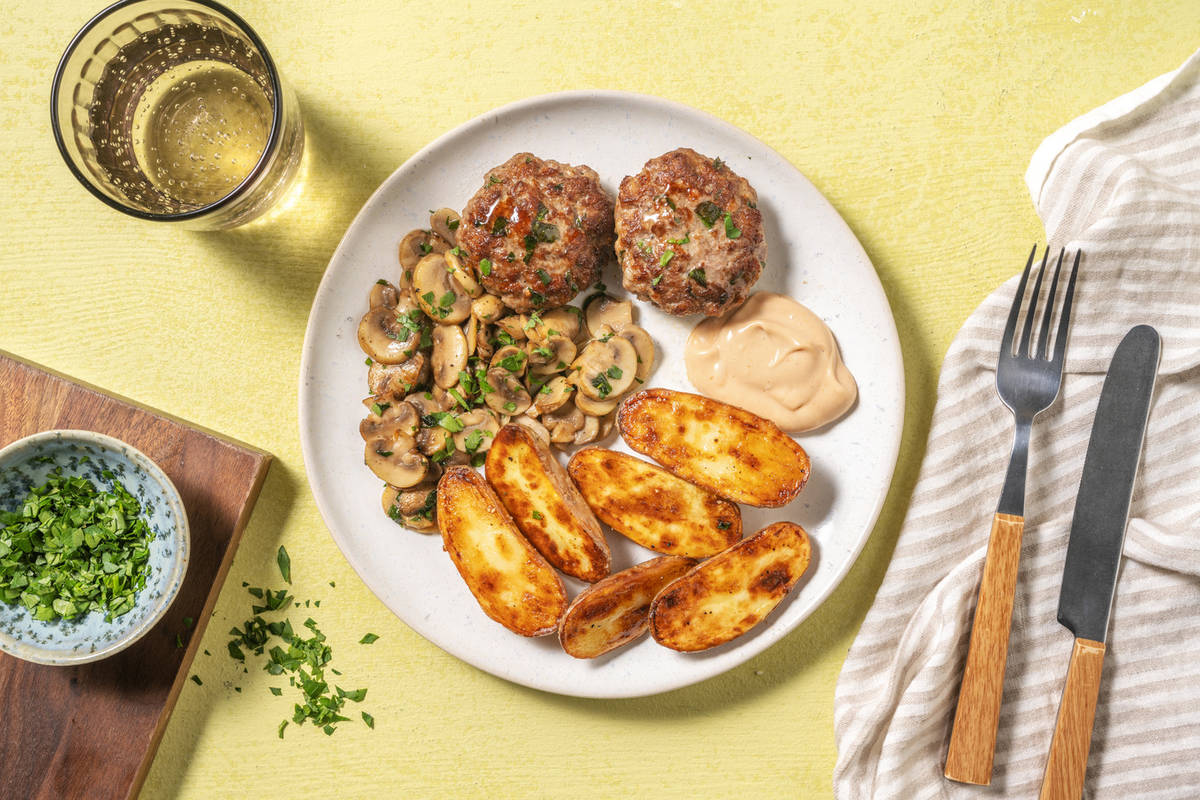 Mini svizzere gustose di maiale e formaggio