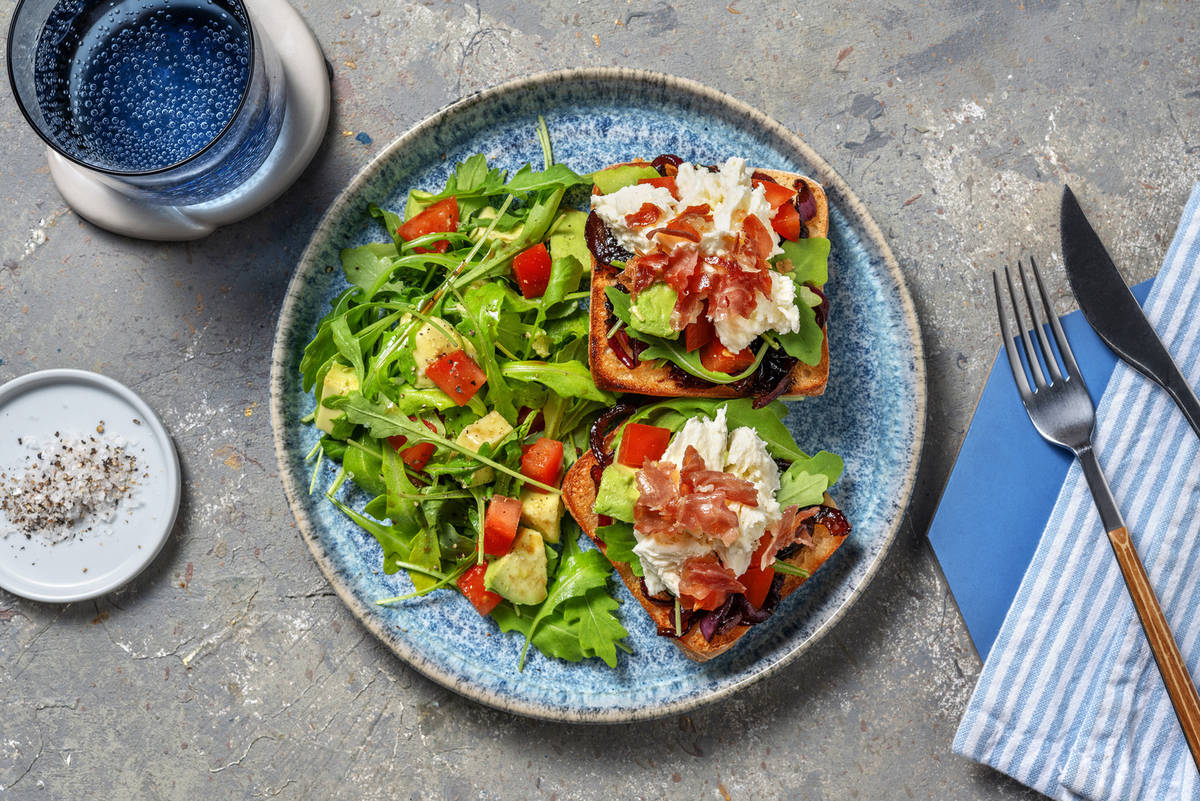 Crispy Serrano Caprese Bruschetta
