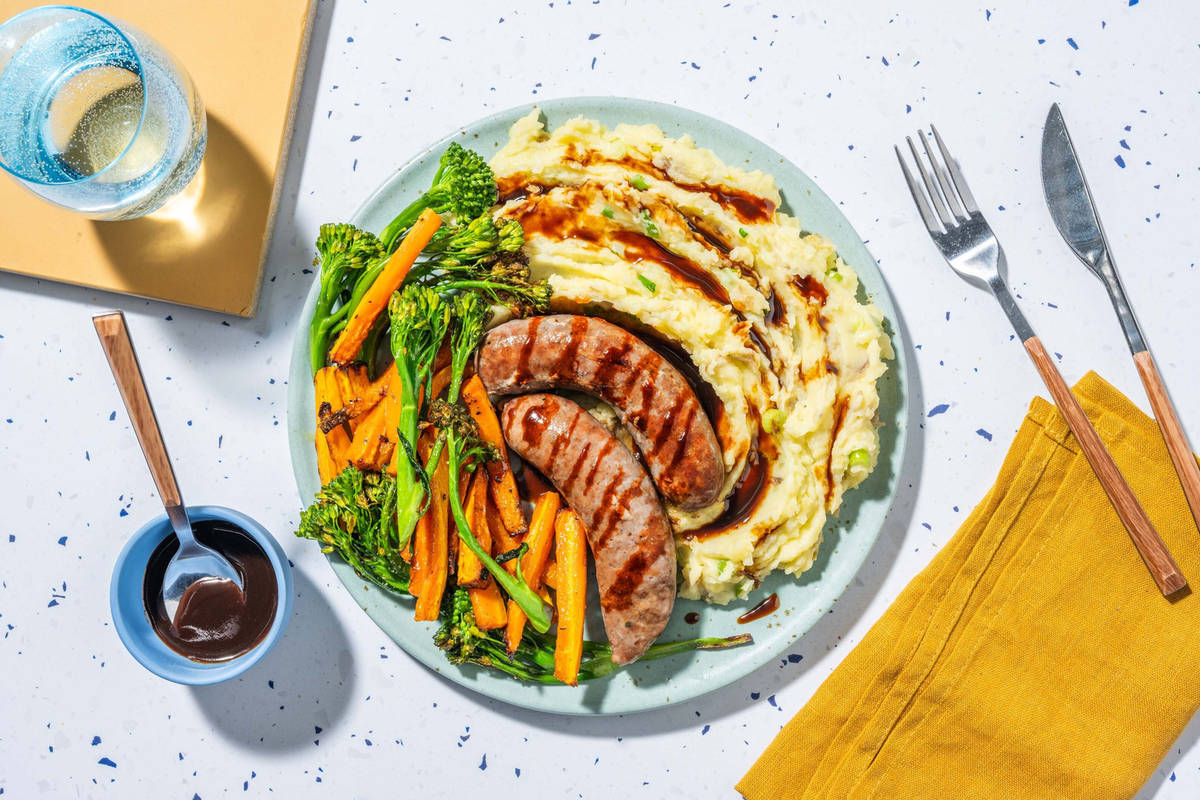 School Night Double Bangers and Garlic Mash