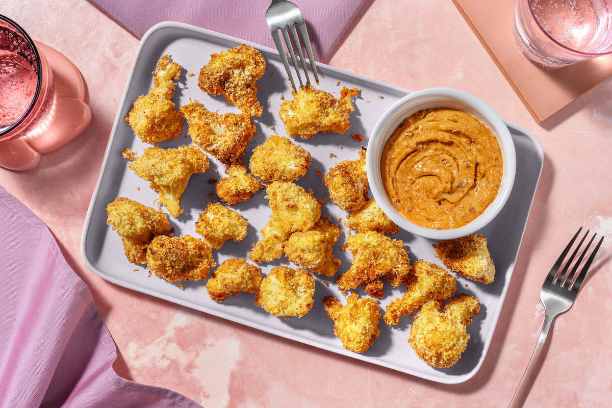 Cheesy Spicy Cauliflower Nuggets