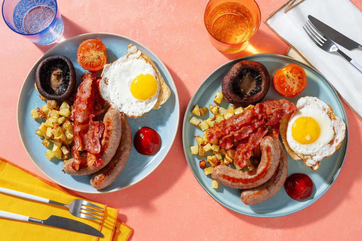 Full English Breakfast and Diced Potatoes