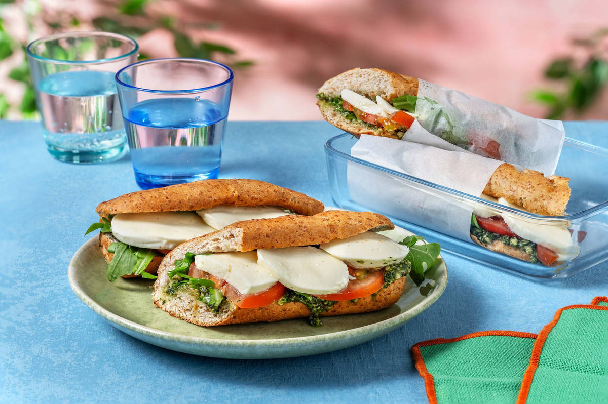 Caprese Style Pesto & Mozzarella Baguette