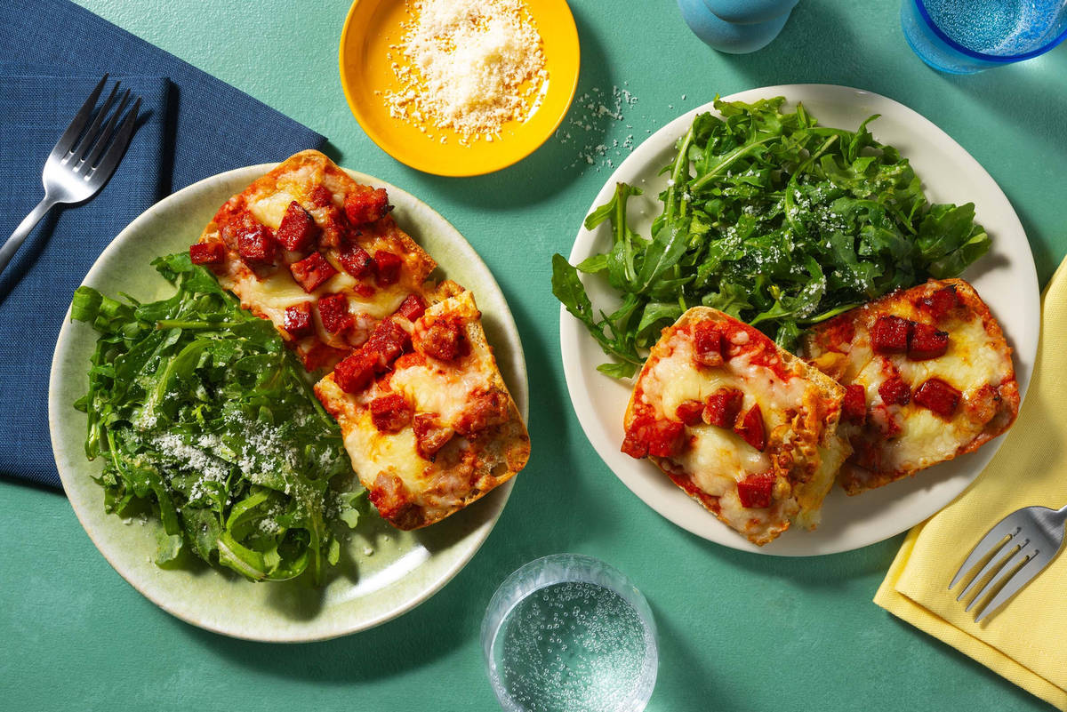 Mini Cheesy Chorizo Ciabatta Pizzas