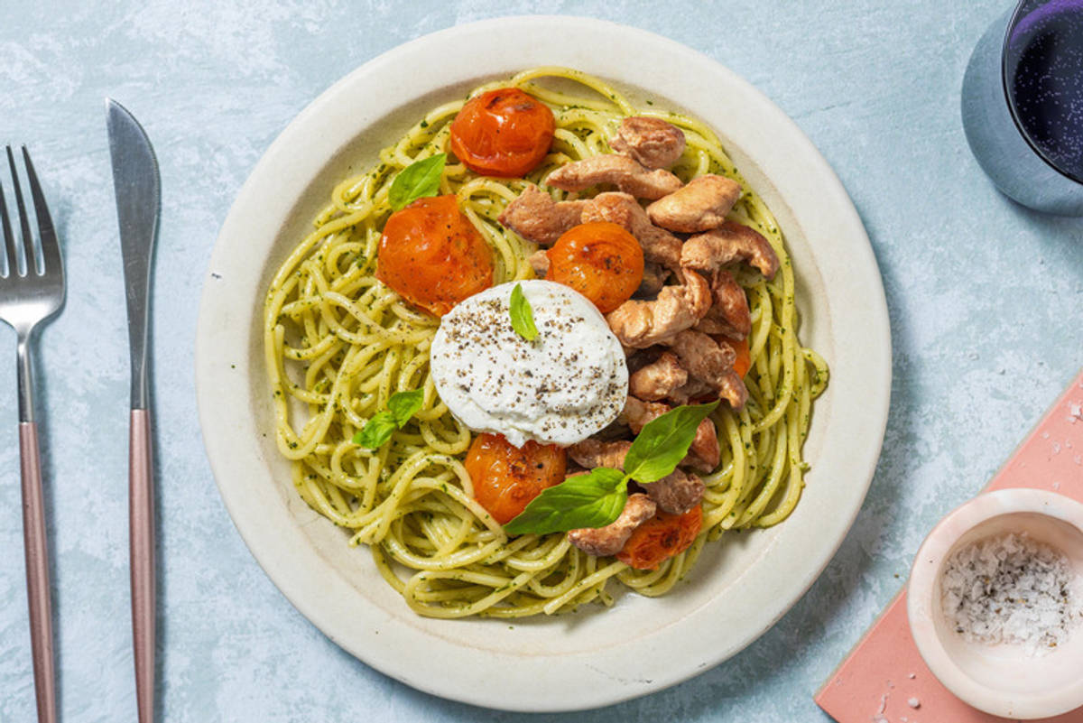 Spaghetti Bufala mit extra Bio-Hähnchen