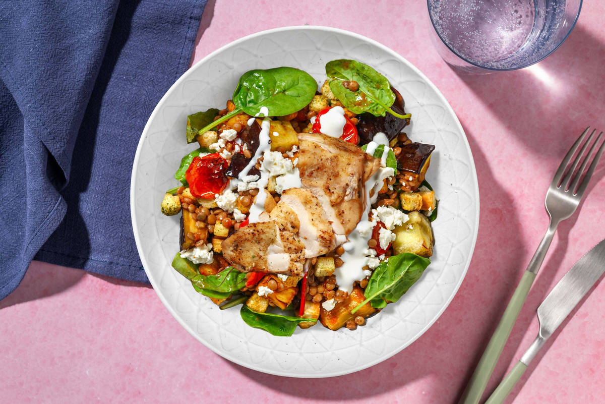 Chicken and Warm Roasted Tomato Lentil Salad