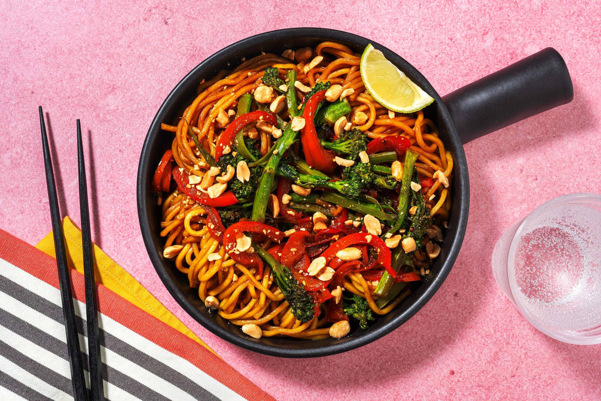 Yellow Thai Style Peanut Veg Noodles