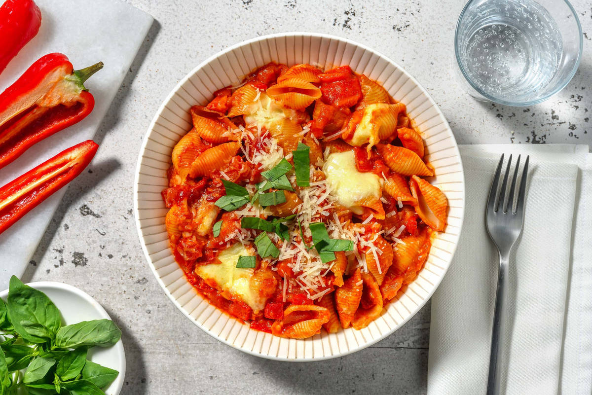 Conchiglie gratinées à la mozzarella