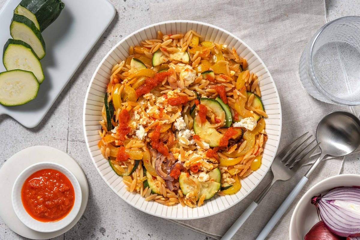 Feta uit de oven met orzo