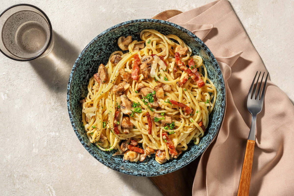 Linguine alla boscaiola & lardons