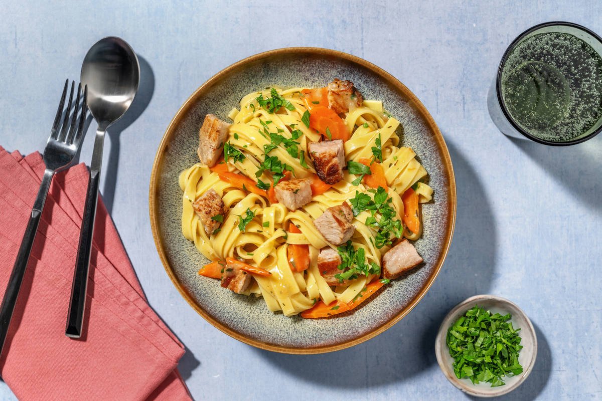 Poulet à la moutarde & tagliatelle