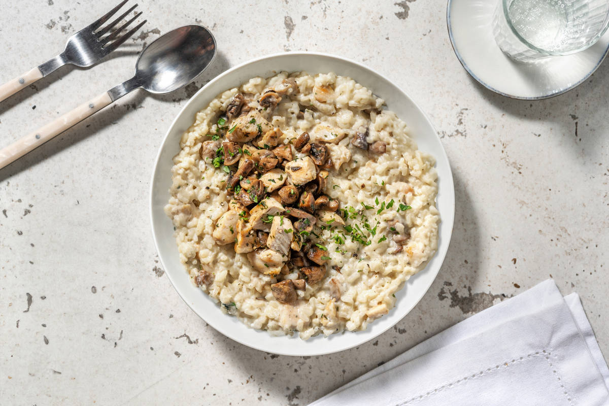 Risotto frenchy poulet poêlé & champignons
