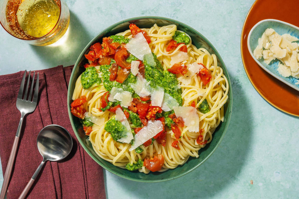 Linguine & pesto d’épinards maison