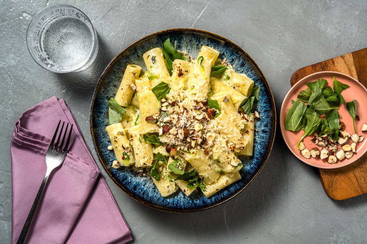 Sur le pouce : Rigatoni, courgette & parmesan