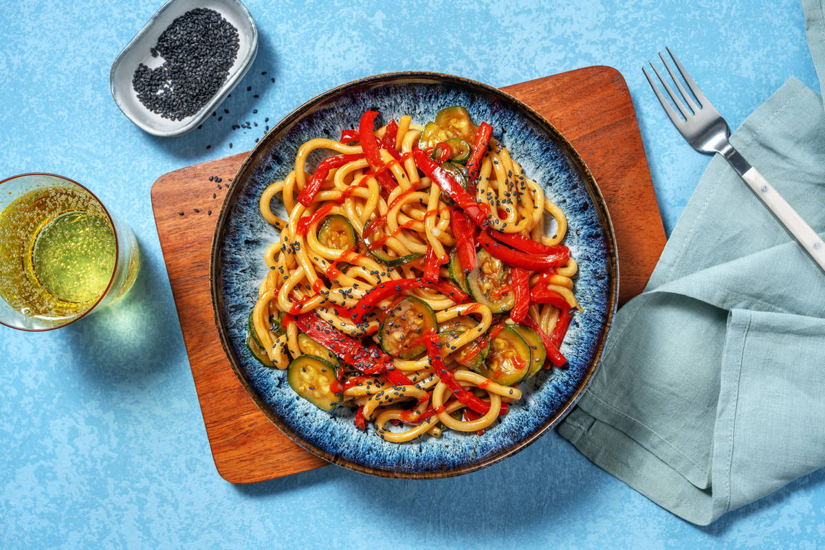 Noodles alle zucchine e peperoni 