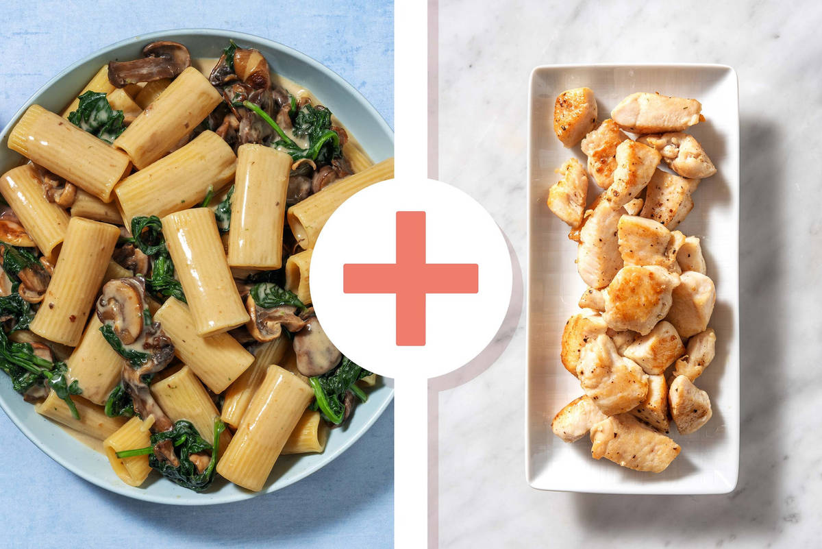 Creamy Miso Chicken and Mushroom Rigatoni