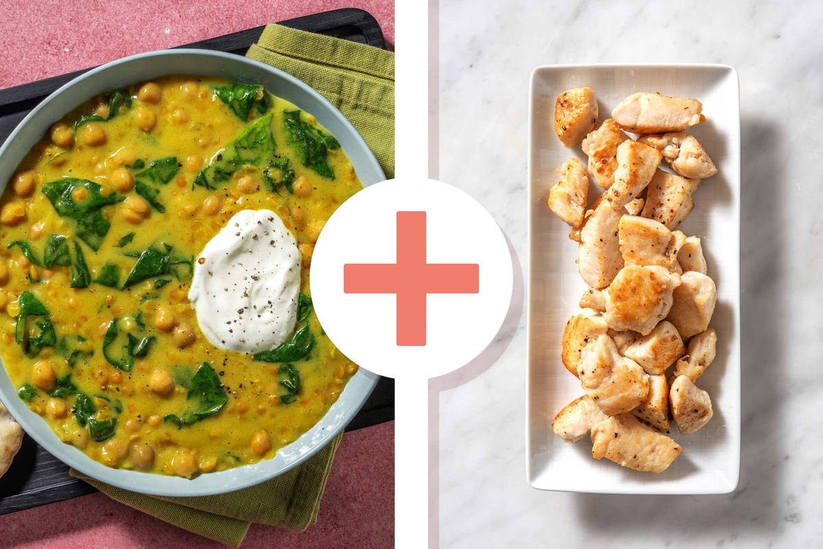 Coconut Chicken Thigh, Lentil and Chickpea Dal