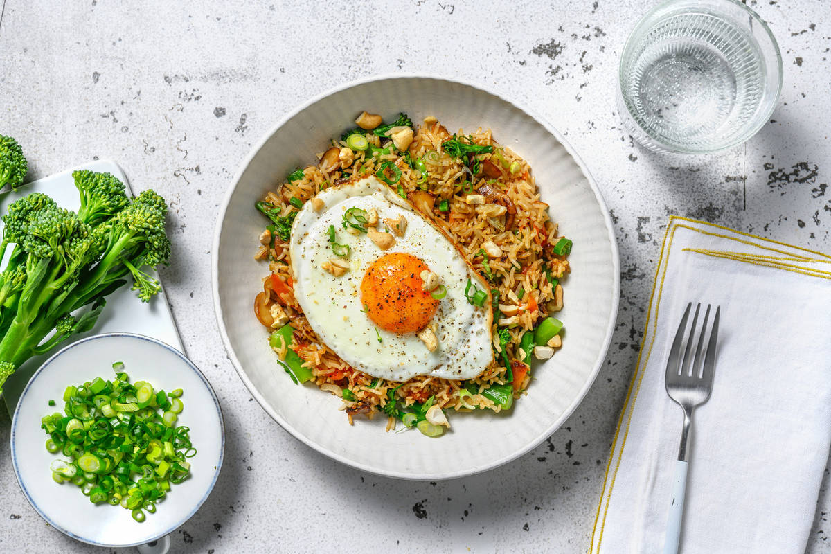 Riz sauté aux champis & carotte au soja