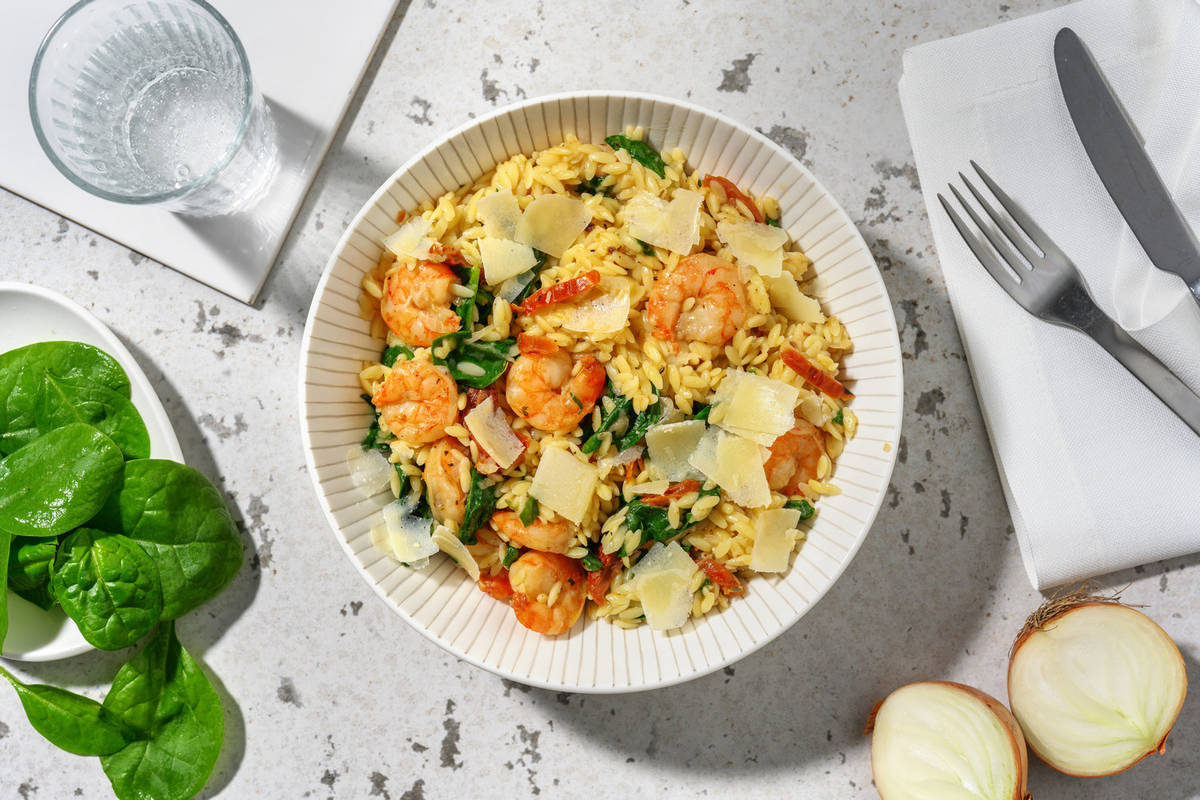 One pot crevettes & orzo à la toscane