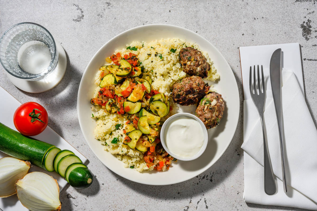 Keftas de bœuf & zaalouk de courgettes