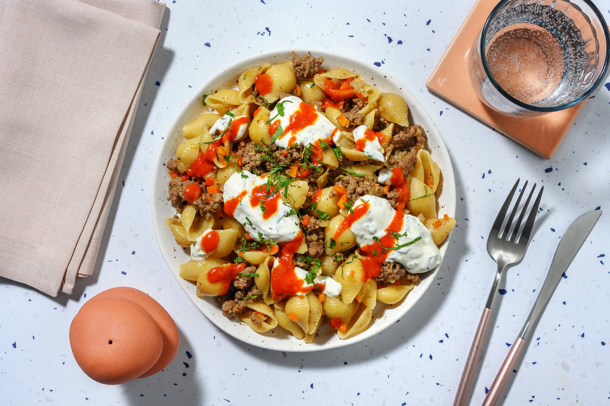 Manti turcs revisités : conchiglie au bœuf