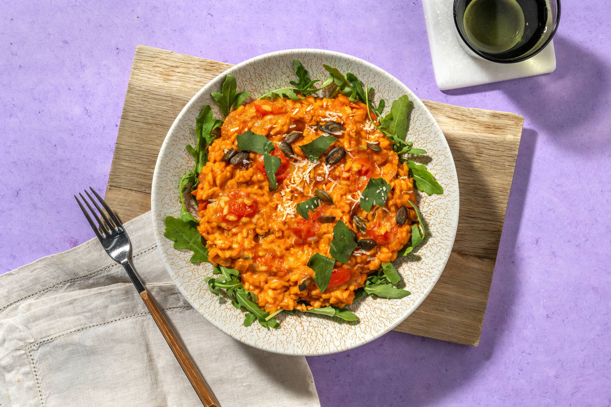 Risotto à la tomate, basilic & lait de coco
