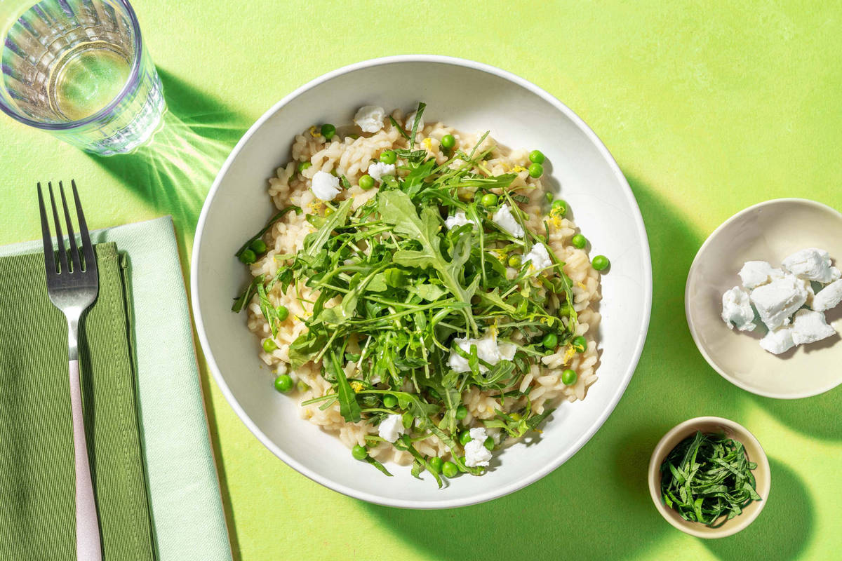 Goat's Cheese and Pea Springtime Risotto 