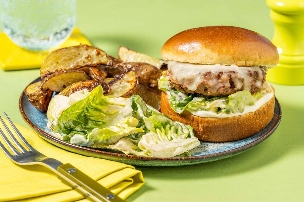 Cheesy BBQ Plant-Based Burger