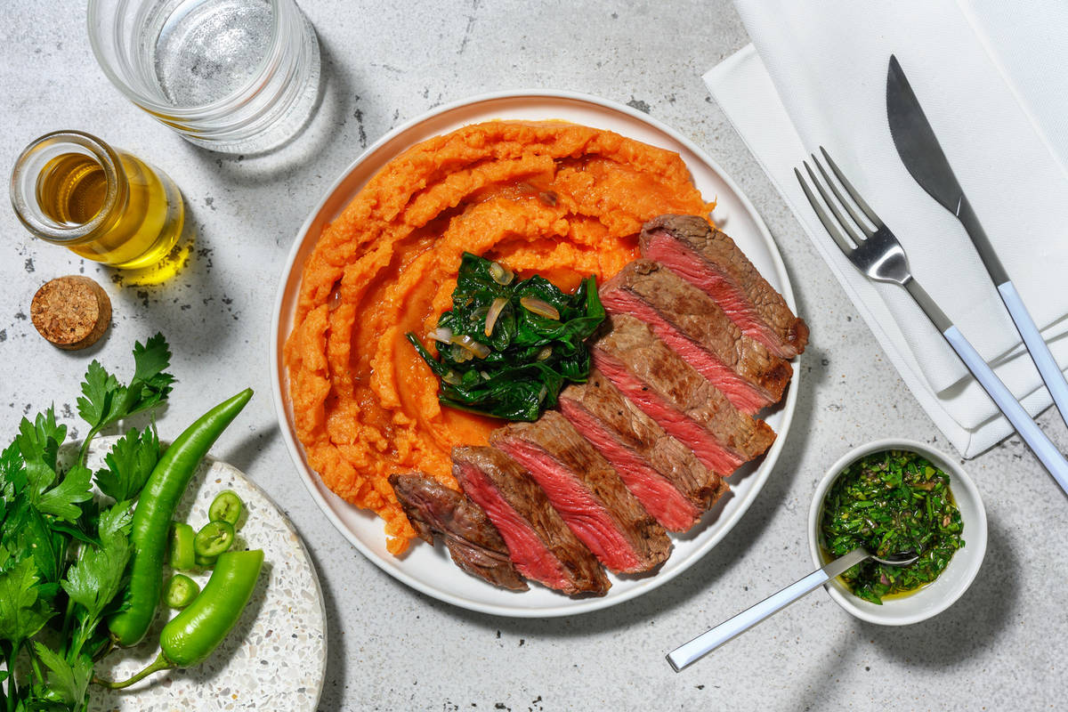 Bœuf chimichurri & tombée d'épinards