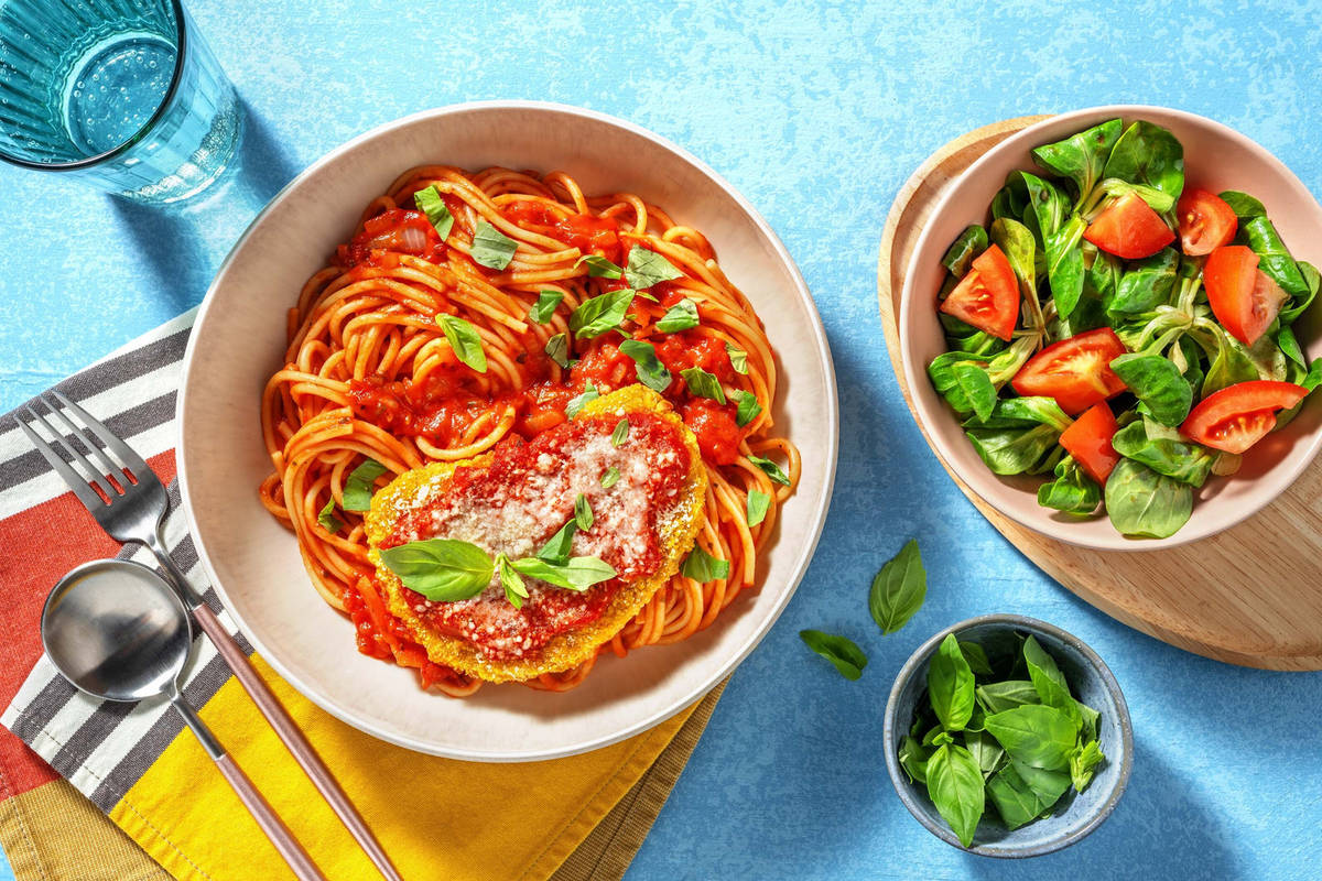 Vegetarisch schnitzel Parmigiana 