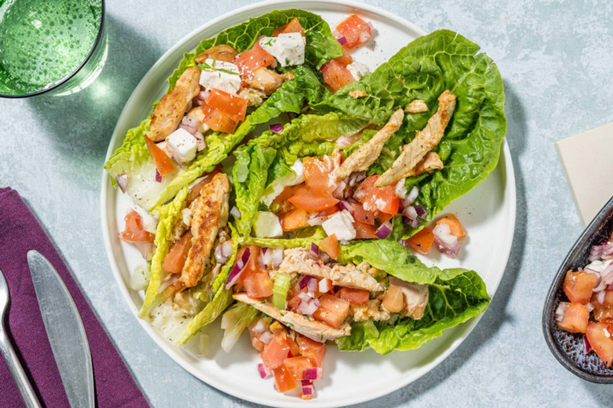 Gefüllte Salatherzen mit Hähnchen & Hirtenkäse