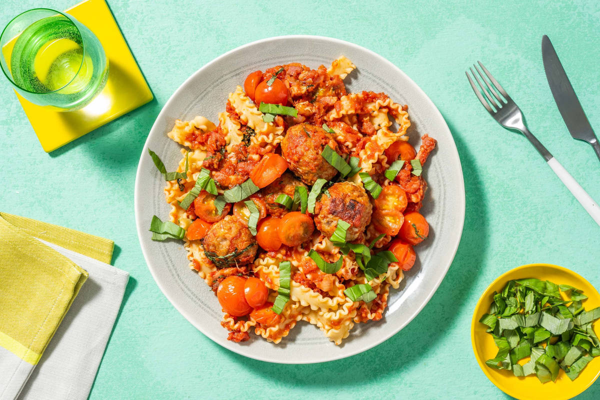 Pasta al forno met zelfgemaakte gehaktballen