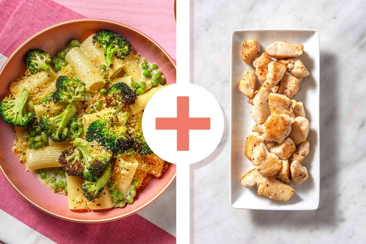 Creamy Lemony Roasted Broccoli and Chicken Breast Rigatoni
