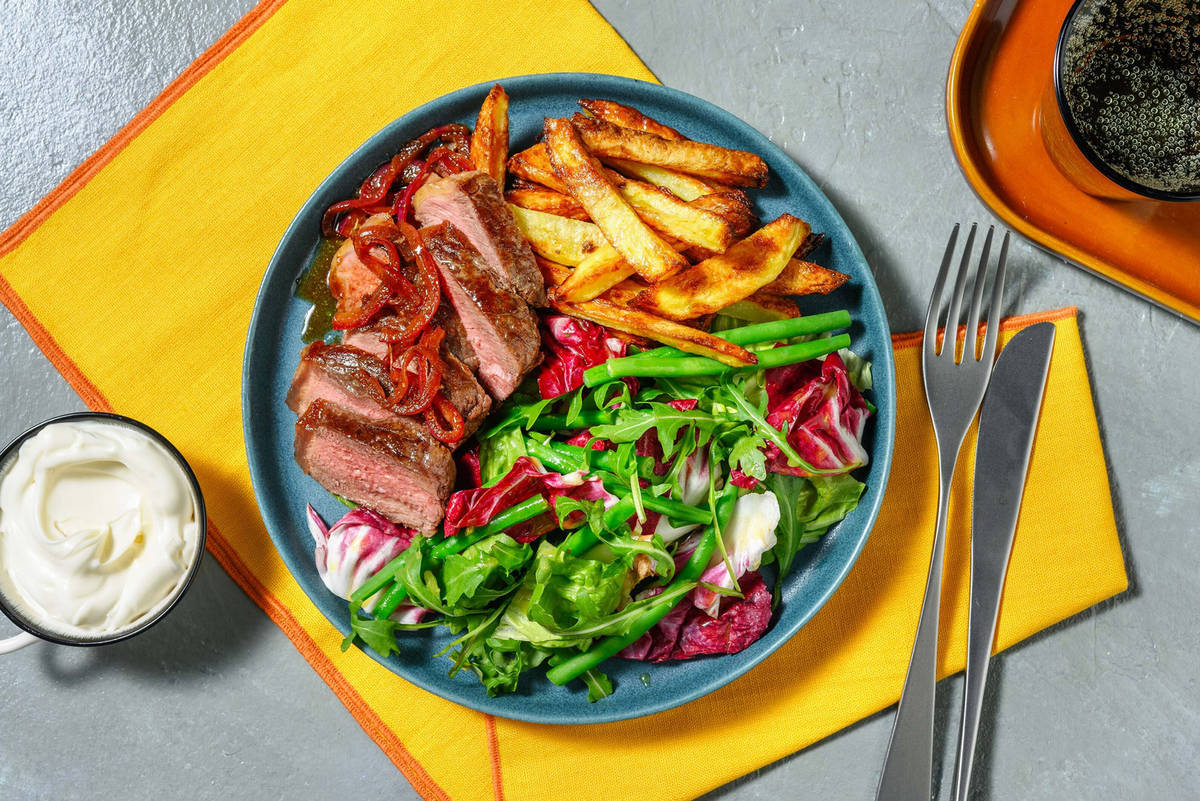 Steak et jus d'oignon