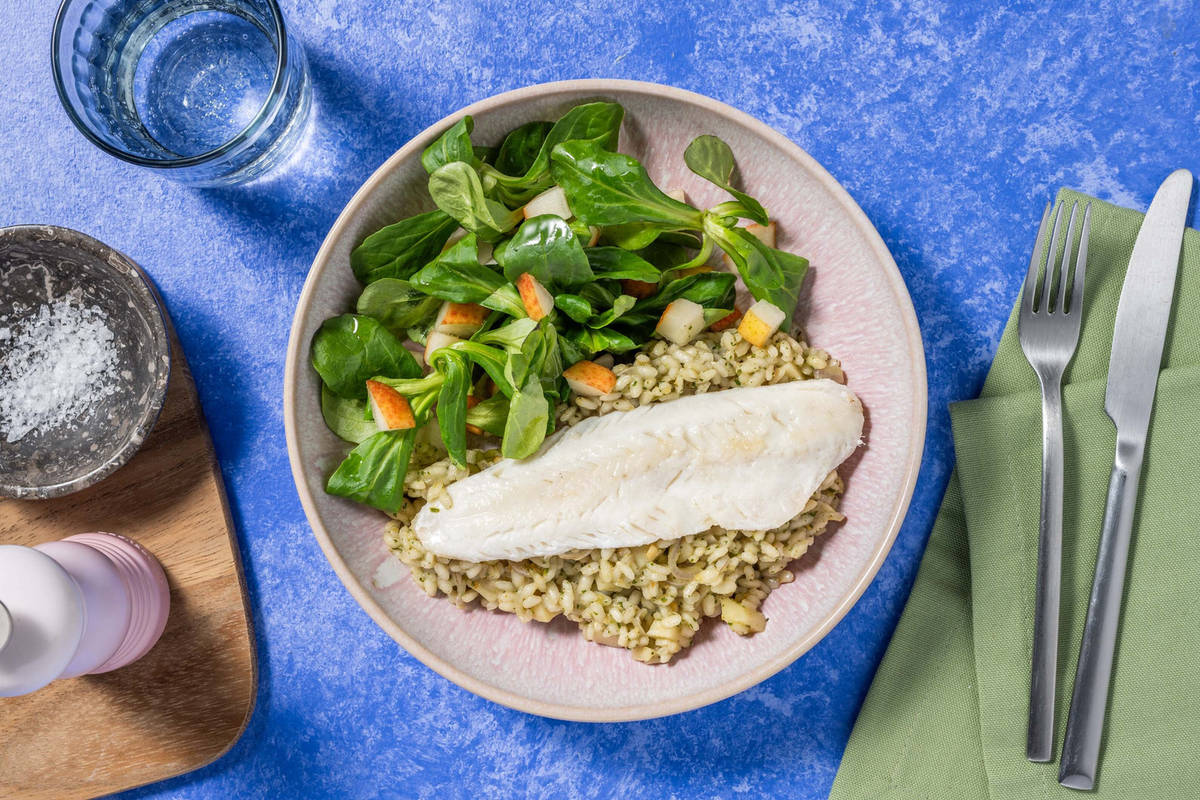 Risotto met heekfilet en pastinaak