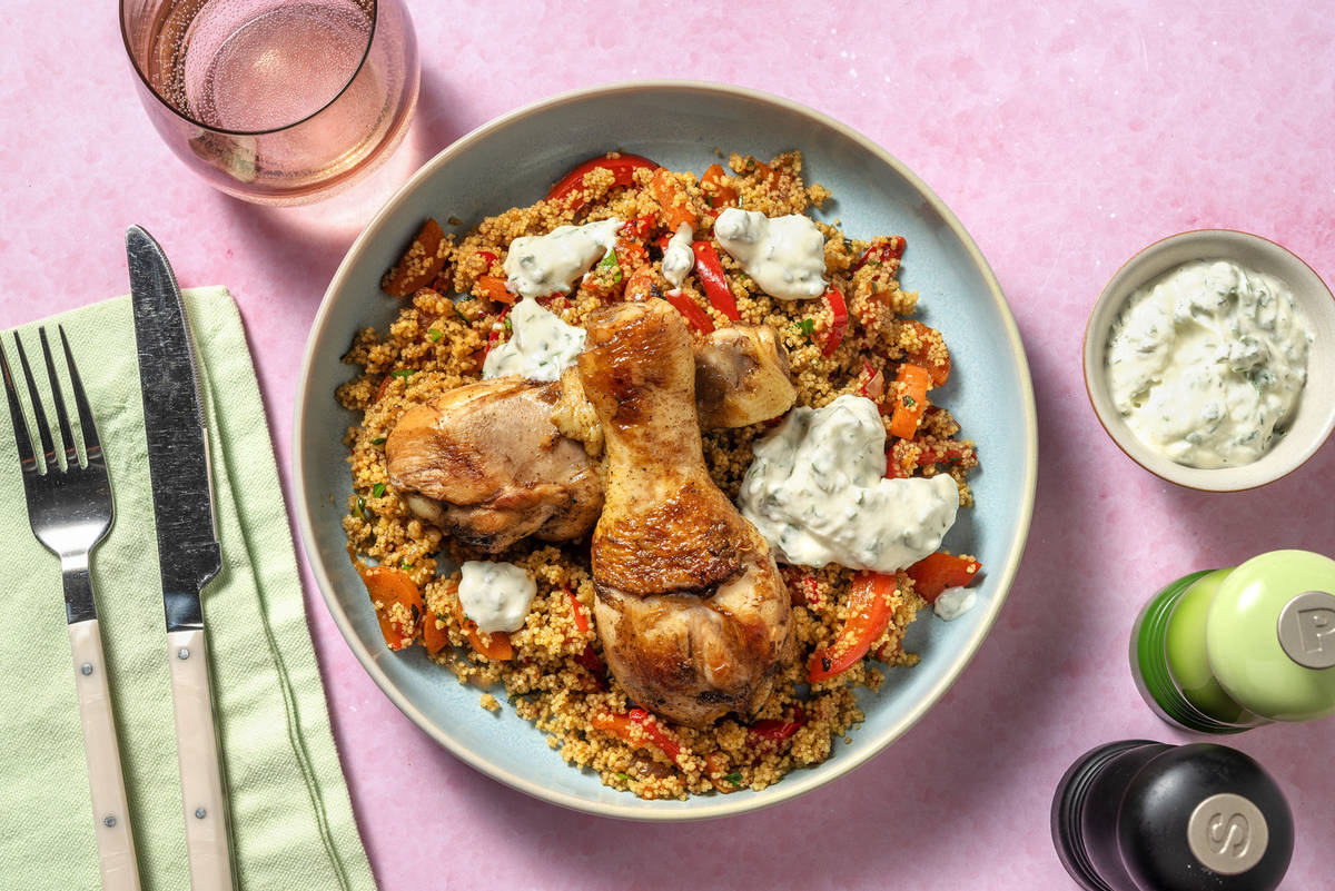 Pittige kipdrumsticks met couscous