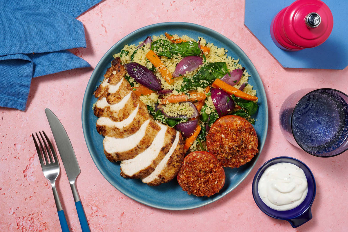 BBQ-kyckling och gratinerad tomat