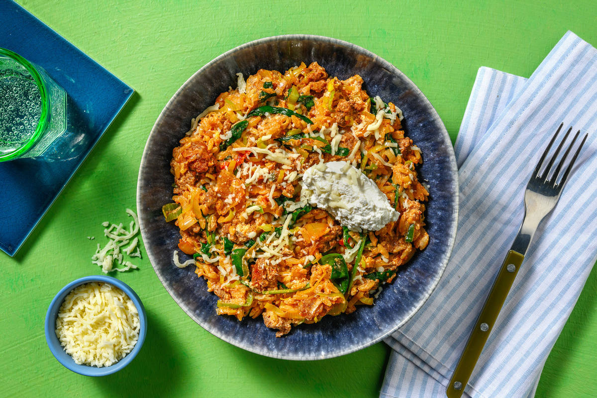 Orzo met rundergehakt met köftekruiden