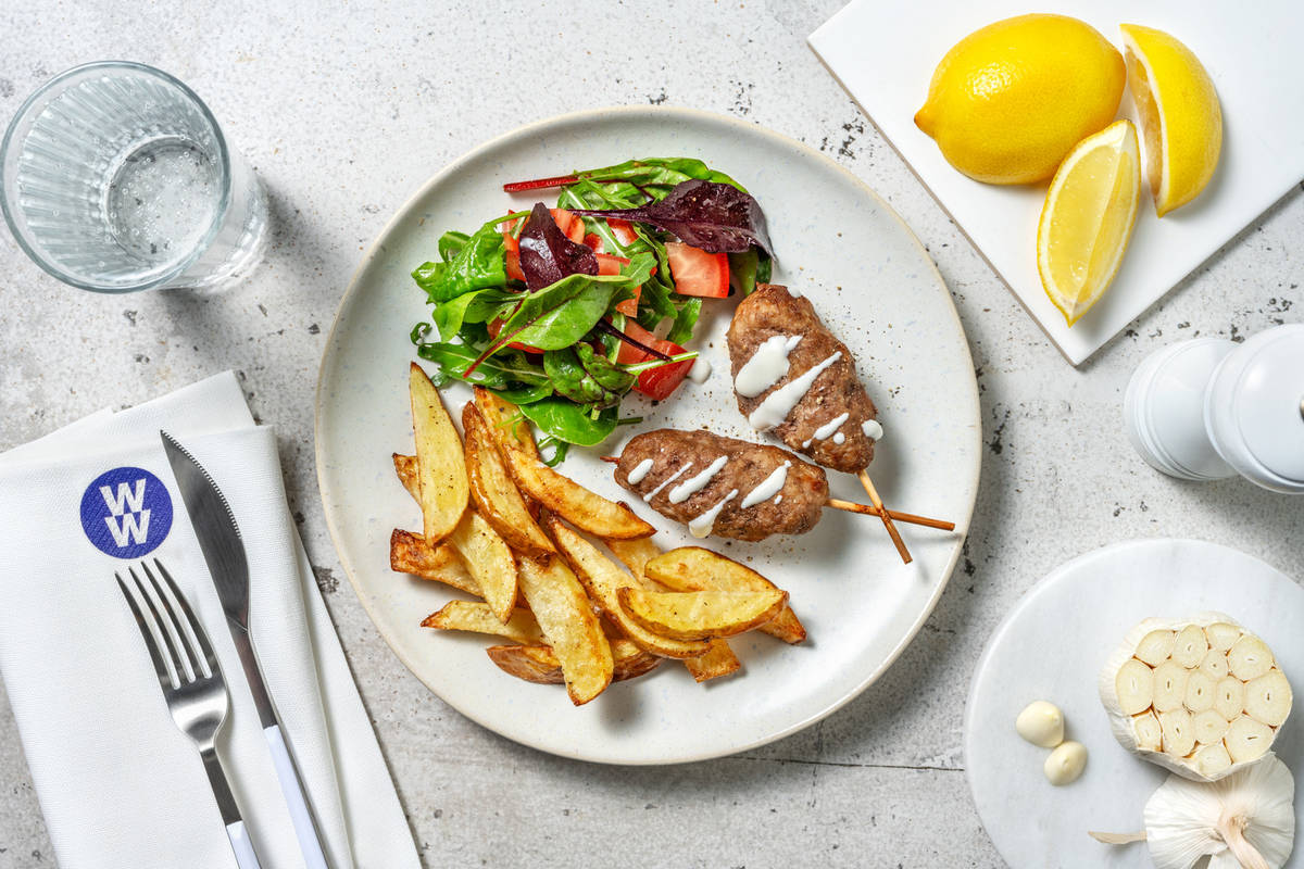 Chermoula Pork Koftas and Fries