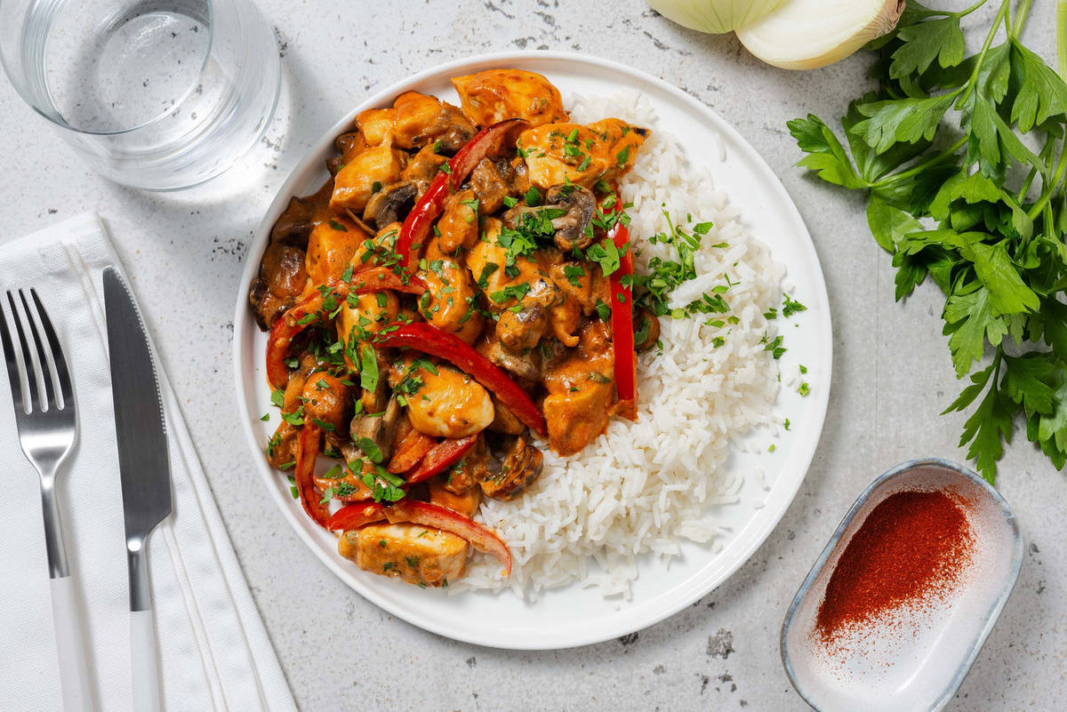 Kip stroganoff met rijst