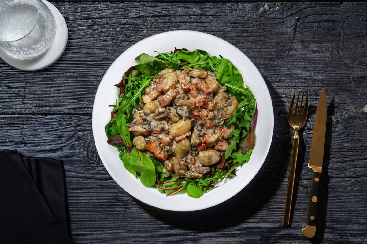 Gnocchi crémeux aux lardons & champignons