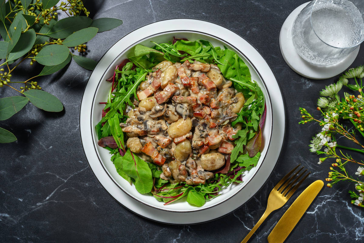Gnocchi crémeux aux lardons & champignons