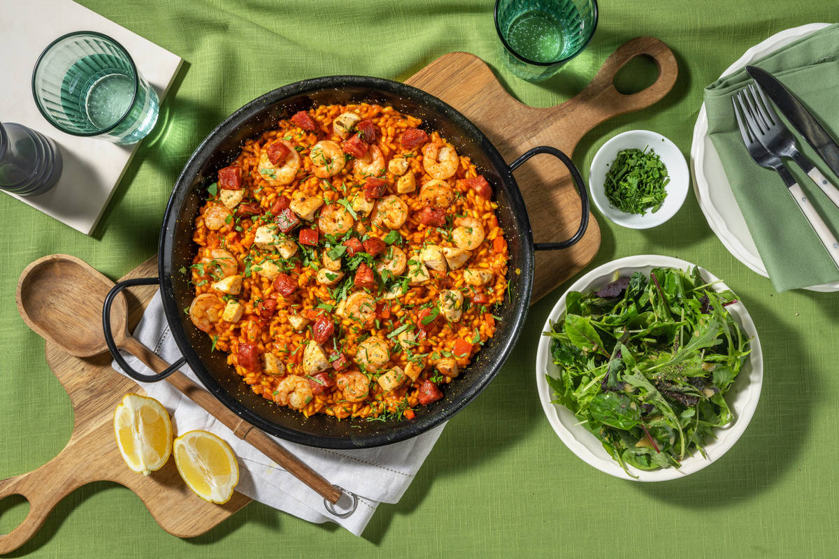 Paëlla au chorizo & crevettes de Mamie Carmen