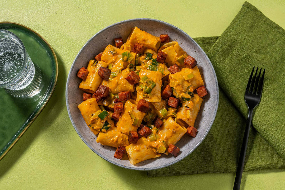 Paccheri-Pasta mit tomatiger Cremesoße