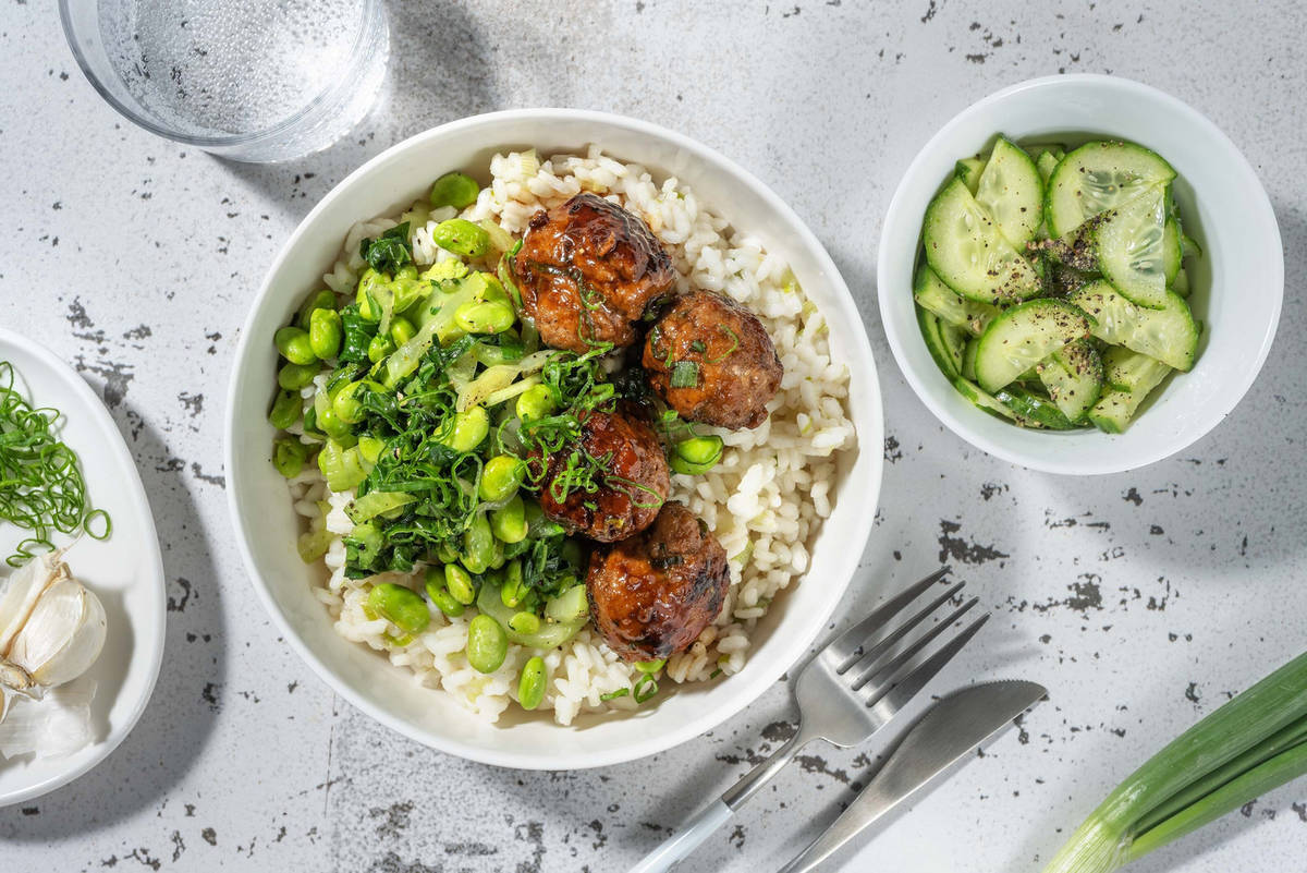 Bowl op z'n Japans met kipgehaktballetjes