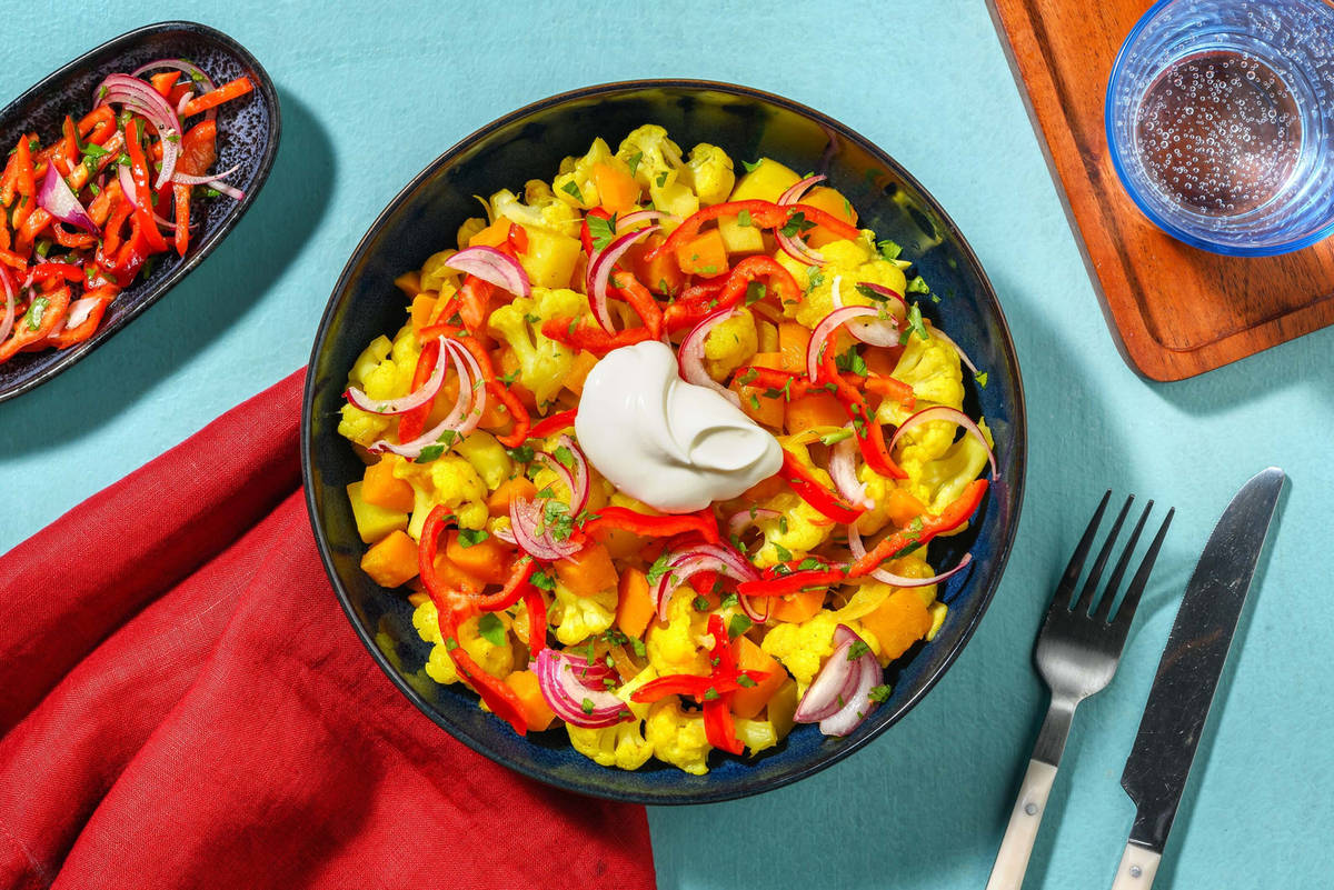 Winterliche Kartoffelpfanne mit Blumenkohl