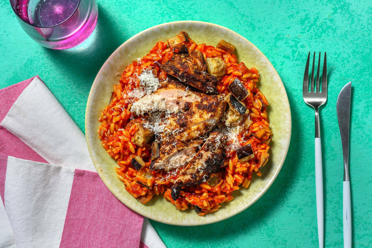 Risotto d'orzo alla melanzane